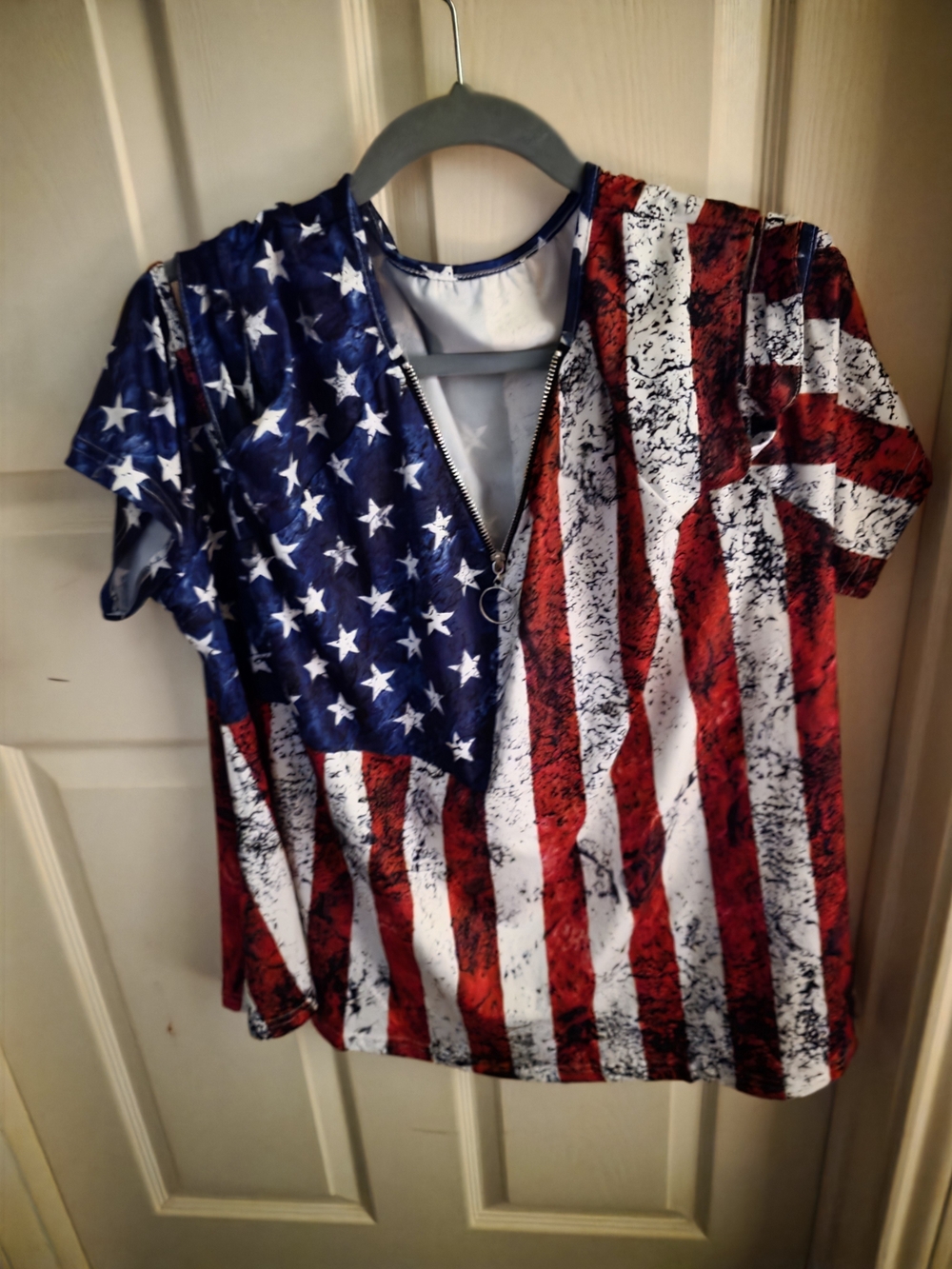 Source Unknown Women's Short Sleeve Flag Tee - Red & Blue